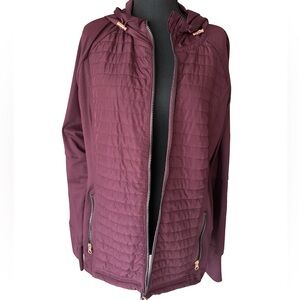 Maurices Quilted Hooded Puffer Jacket in Plum